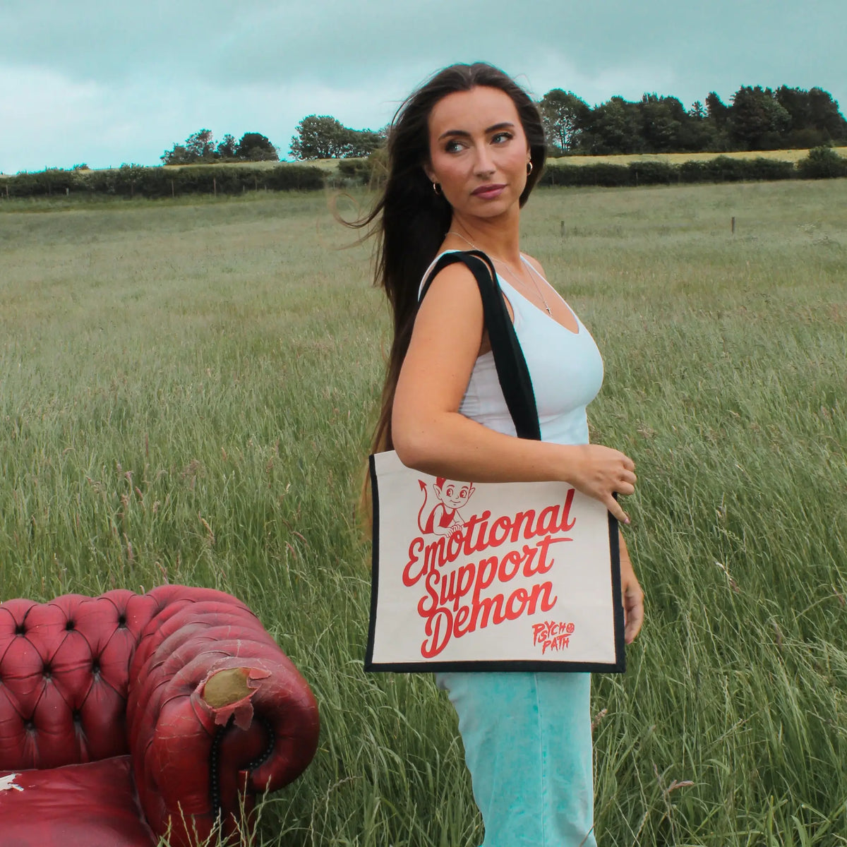 Emotional Support Demon Expanding Tote Bag